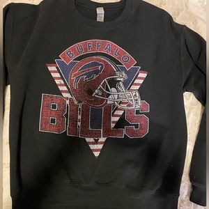 Distressed Buffalo Bills Black Crew Neck